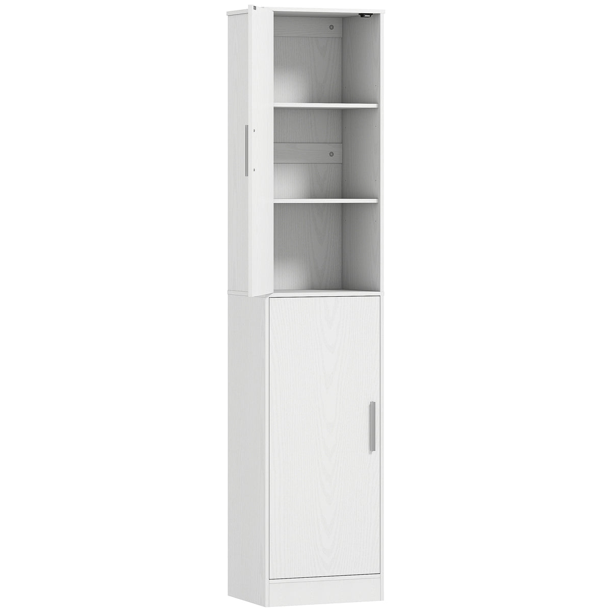 Meuble de salle de bain colonne avec 2 portes et 4 étagères réglables, 40 x 35 x 180 cm, blanc-0