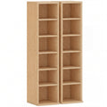 Lot de 2 étagères colonnes armoire de rangement CD-DVD 12 compartiments 21 x 22,5 x 88,5 cm capacité 204 CD bois naturel-0