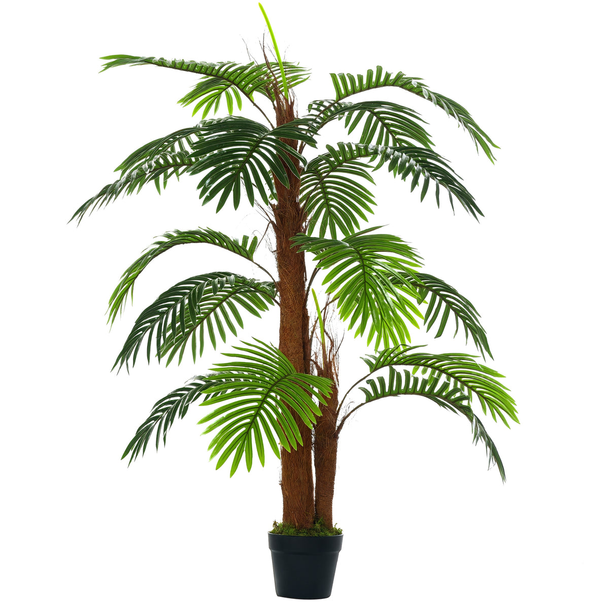 Palmier Artificiel Hauteur 1,2 m Arbre Artificiel Tronc Branches Lichen Feuilles Grand réalisme Pot Inclus-0