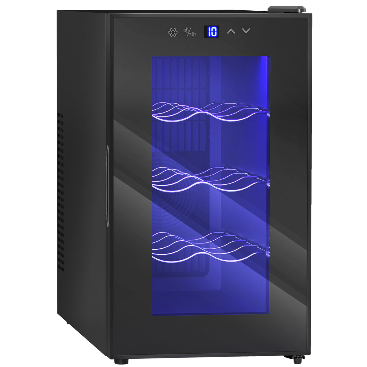 Cave à vin 8 bouteilles 21L, réfrigérateur à vin et boissons avec température réglable 8-18°C, porte en verre, noir-0