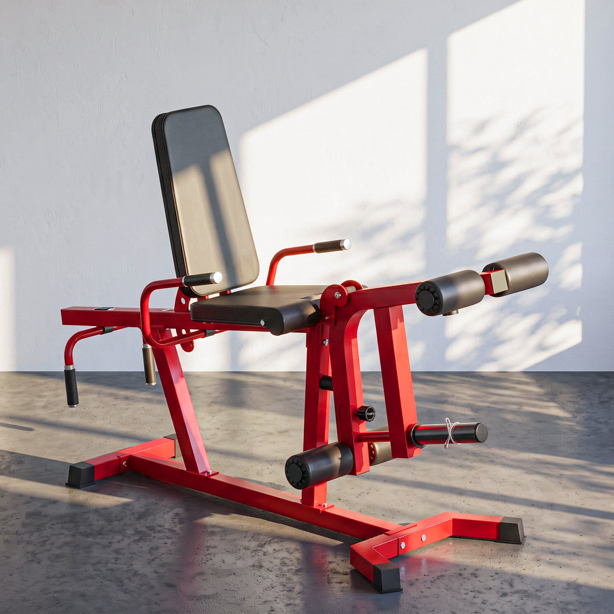 Machine d'Extension de Jambe 3 en 1 Charge 300 kg, Dossier et Positions Réglables, Disques Libres, 163x58x118cm, Rouge-8