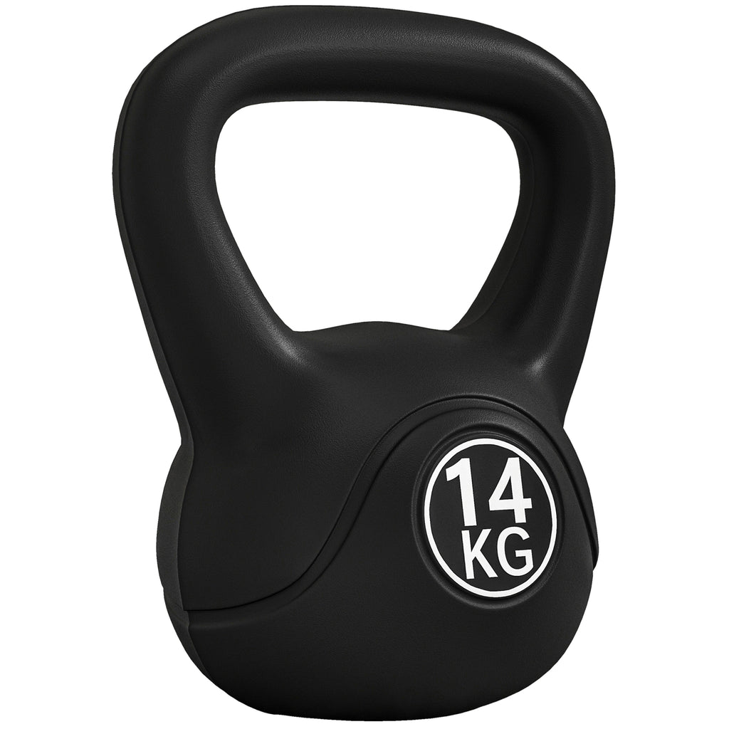Kettlebell 14 kg, haltère avec poignée ergonomique, haltère à boule, musculation, entraînement, 27 x 21 x 31 cm noir-0