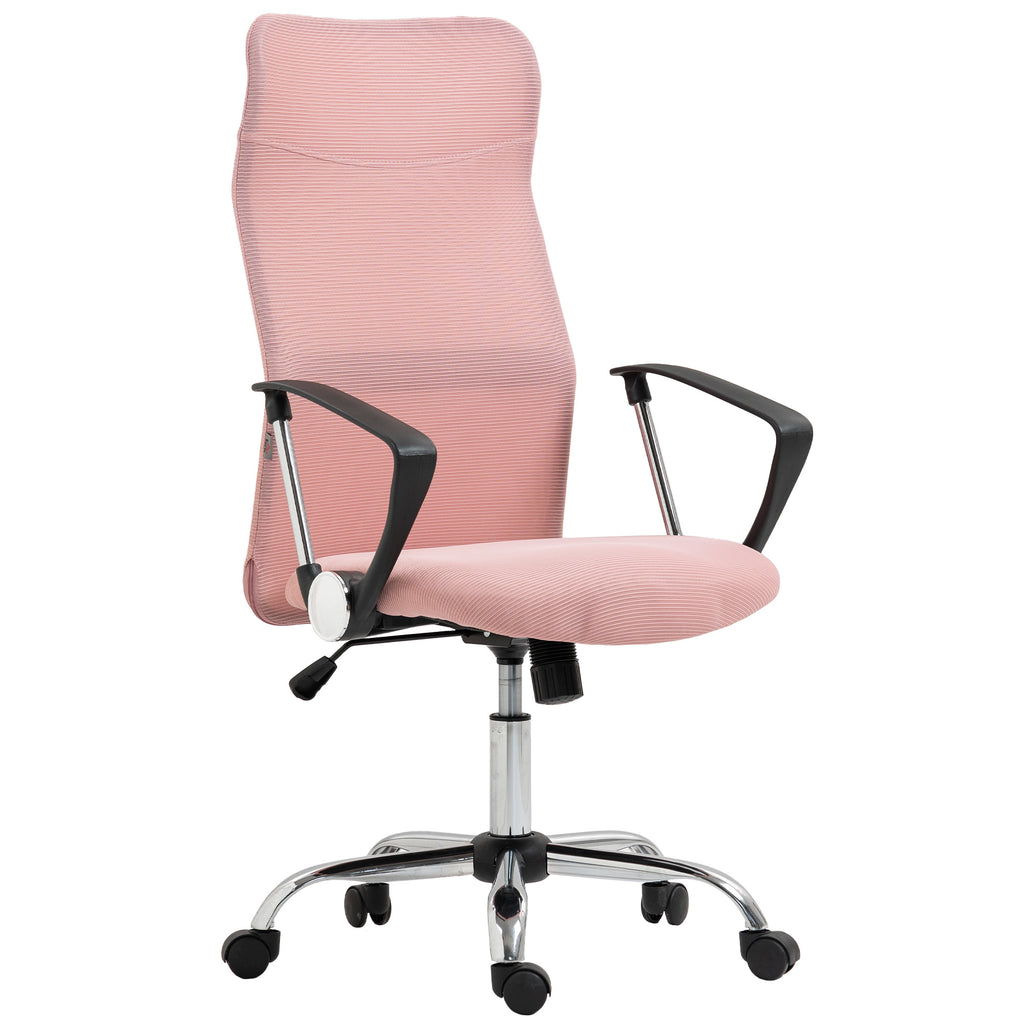 Fauteuil de bureau manager dossier ergonomique hauteur assise réglable pivotant tissu maille 63x65x119109-119cm rose-0