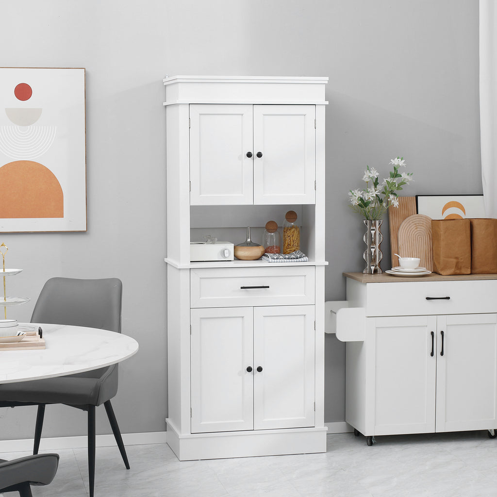 Buffet de cuisine armoire de cuisine multi-rangements 2 placards 2 portes tiroir niche MDF panneaux particules E1 blanc-9