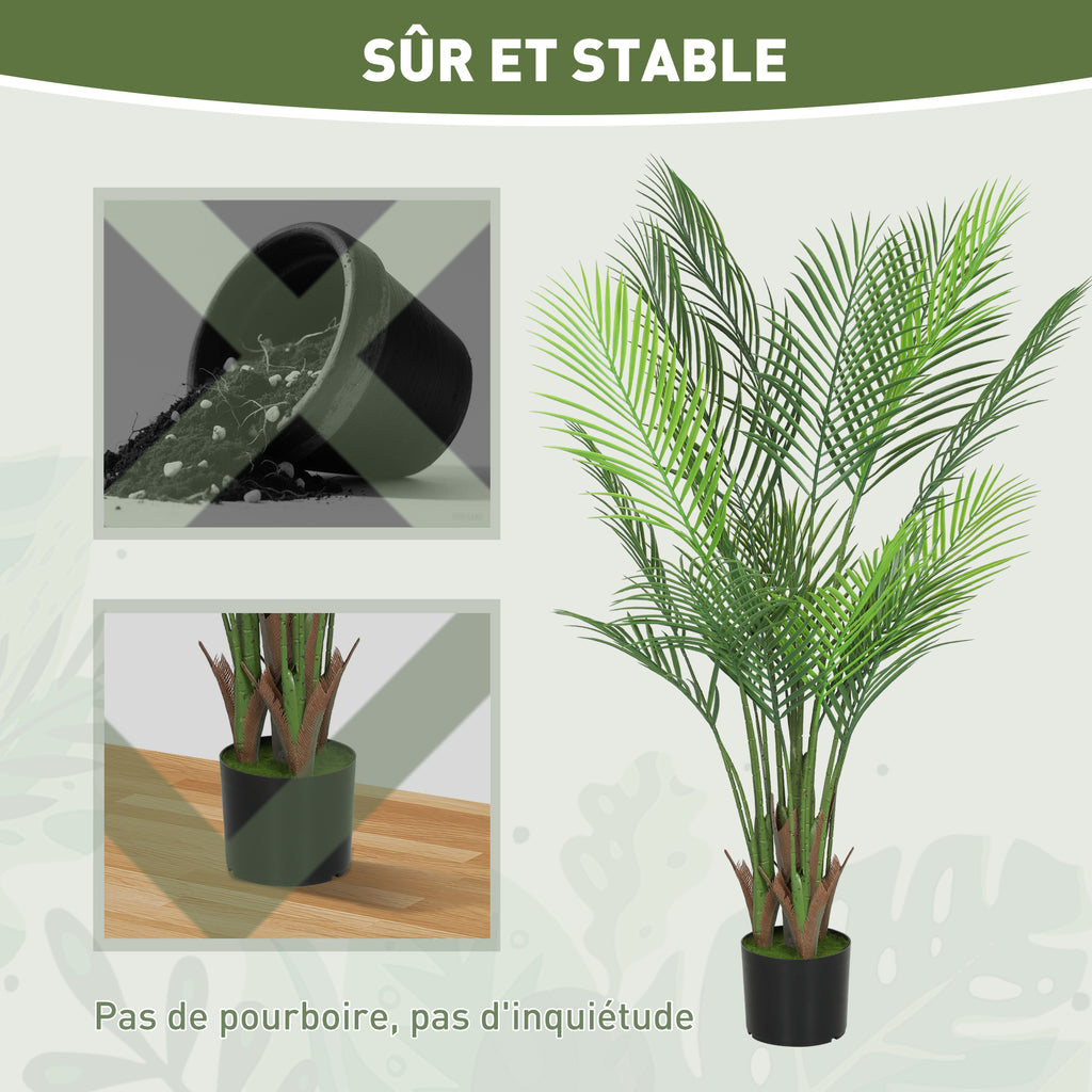 Plante artificielle intérieure 120 cm, palmier arbre artificiel avec pot en plastique et flocage, vert-6