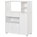 Meuble de micro-onde armoire cuisine meuble de rangement multi-rangements buffet avec 2 placards 4 niches tiroir coulissant dim. 90L x 40l x 120H cm en bois blanc-0