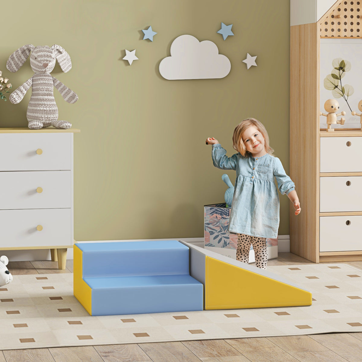 Parcours motricité bébé jouets d'escalade modulable 2 briques géantes en mousse 50 x 50 x 25 cm multicolore-1