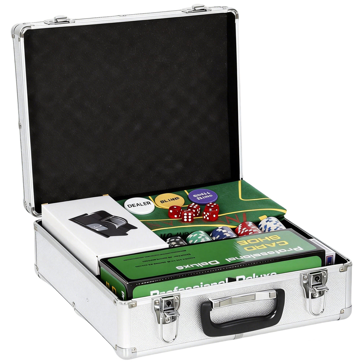 Mallette de poker coffret de poker complet 500 jetons, boîtier en ABS, cartes à jouer, dés, dealer, tapis, clés-0