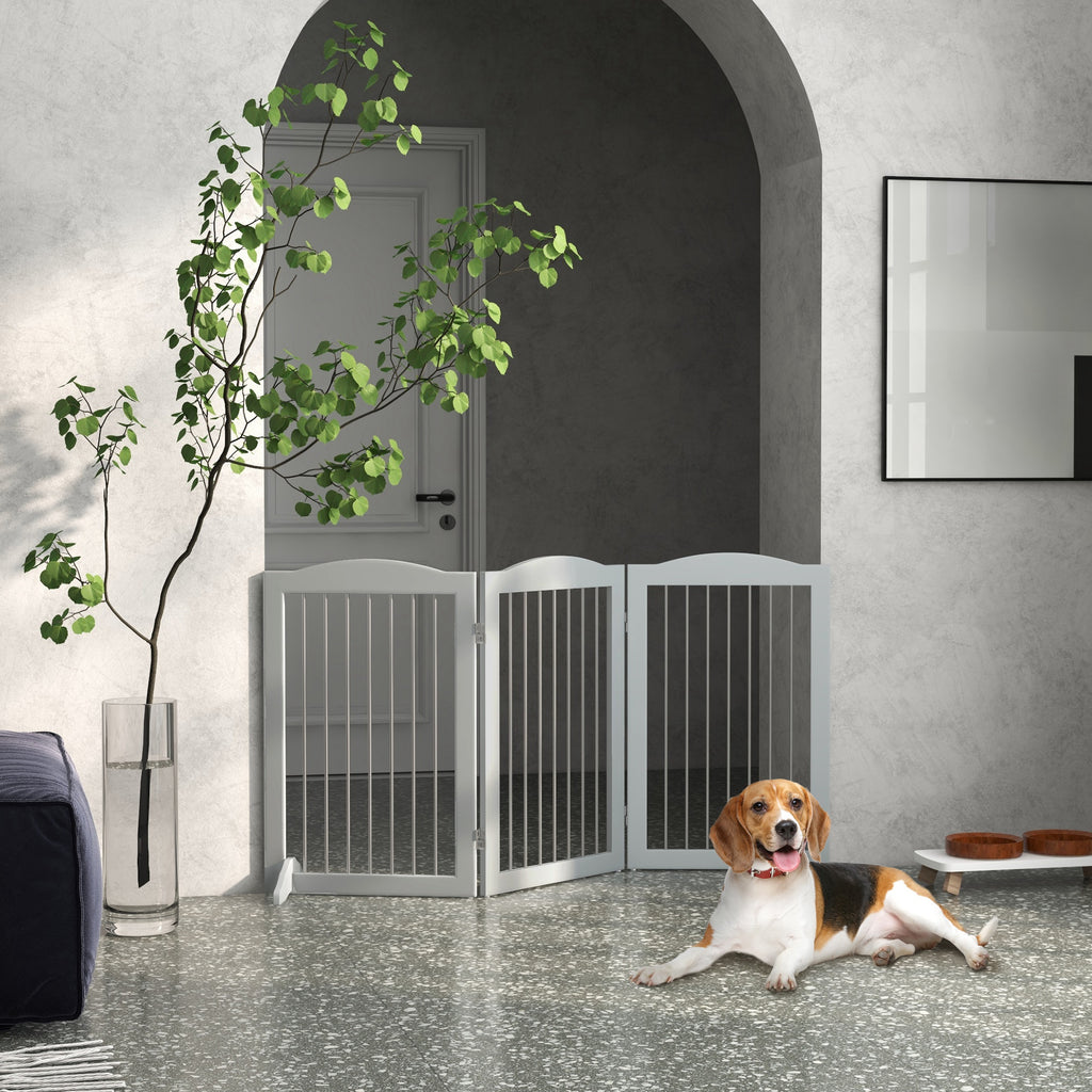 Barriere de sécurité pliable barrière chien trois plaques avec deux pieds de soutien 154 x 30 x 80 cm gris-9