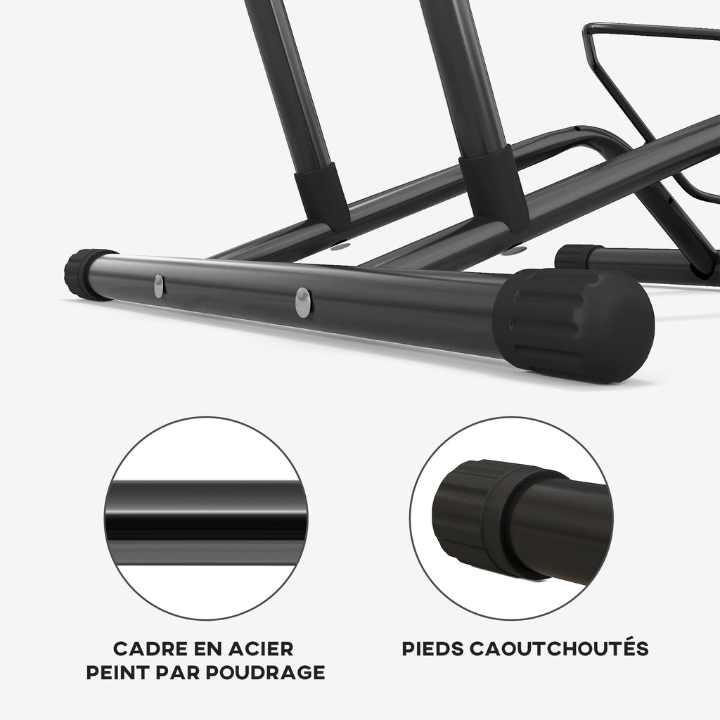 Porte-vélos en acier pour stationnement de vélos support vélo sol pour l'intérieur et l'extérieur 59x41x38 cm Noir-5