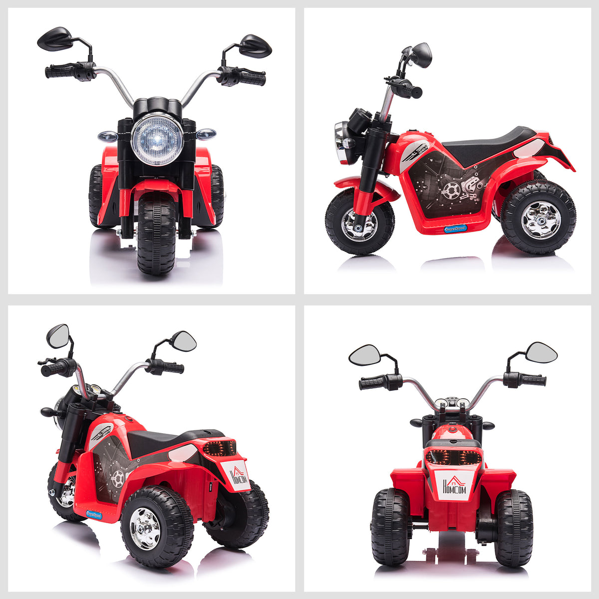 Moto électrique Enfant Chopper Tout-Terrain 6 V 20 W Marche AV AR 3 Roues Effets Lumineux et sonores Rouge Noir-7