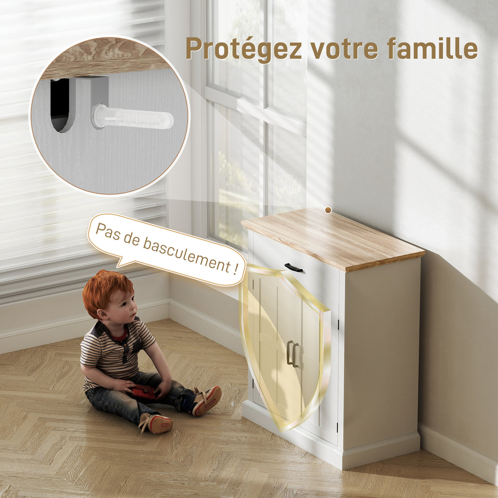 Buffet salon style moderne avec placard à 2 portes, tiroir et étagère réglable, 75,2 x 40 x 91,5 cm, blanc-6