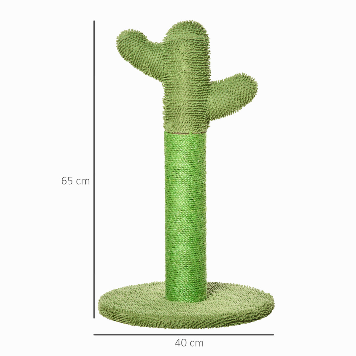 Griffoir pour chat d'intérieur en forme de cactus, arbre à chat en sisal résistant avec base, 40 x 40 x 65 cm, vert-2
