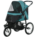 Poussette pour Chien Pliable Tout Terrain, Roue Avant Verrouillable, Coussin, Auvent Réglable, 111x58x107cm, Vert Foncé-0