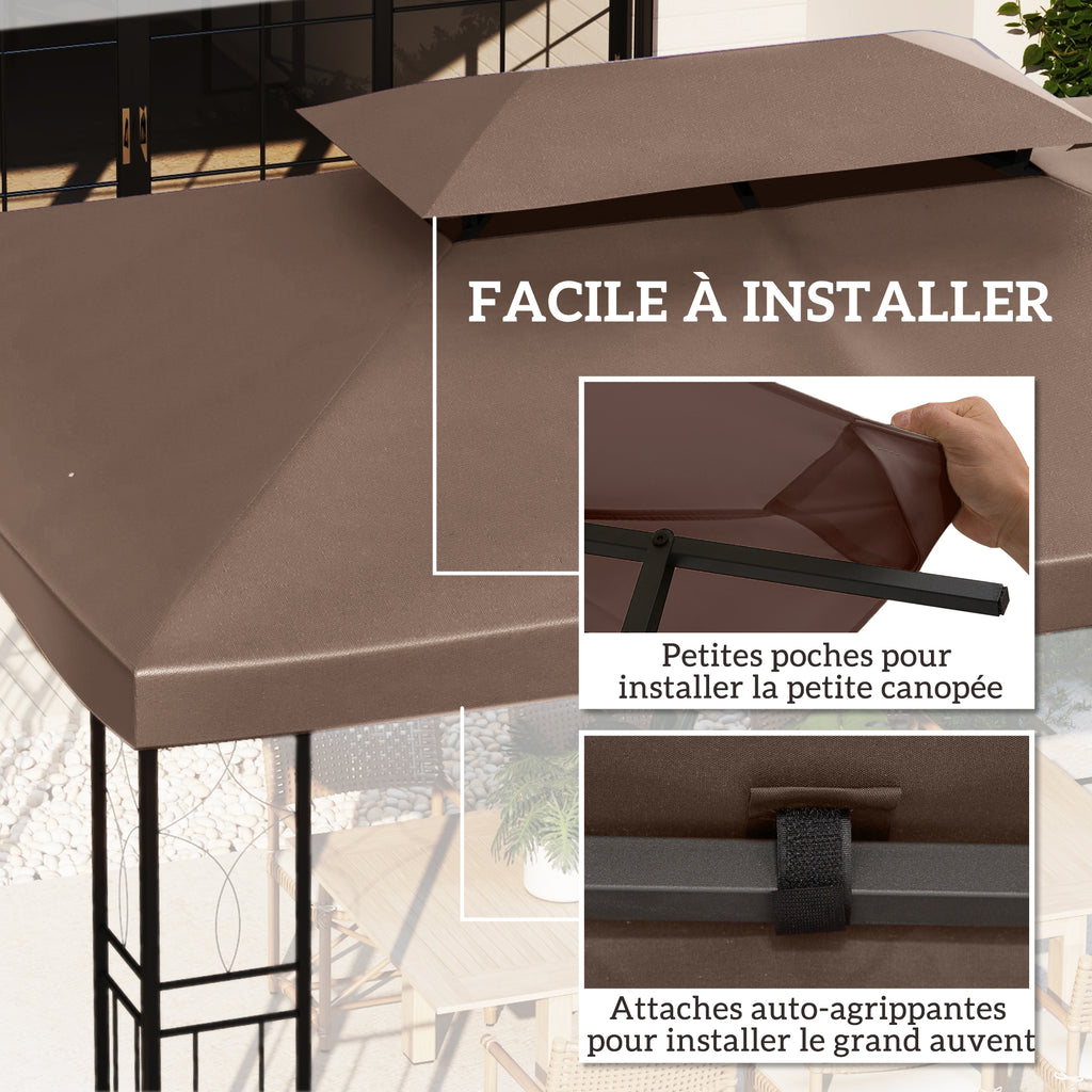 Toit de Rechange pour Tonnelle Marron  3 x 4 m-4