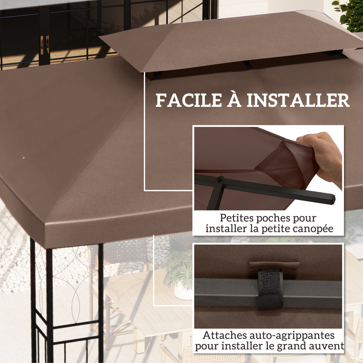 Toit de Rechange pour Tonnelle Marron  3 x 4 m-4