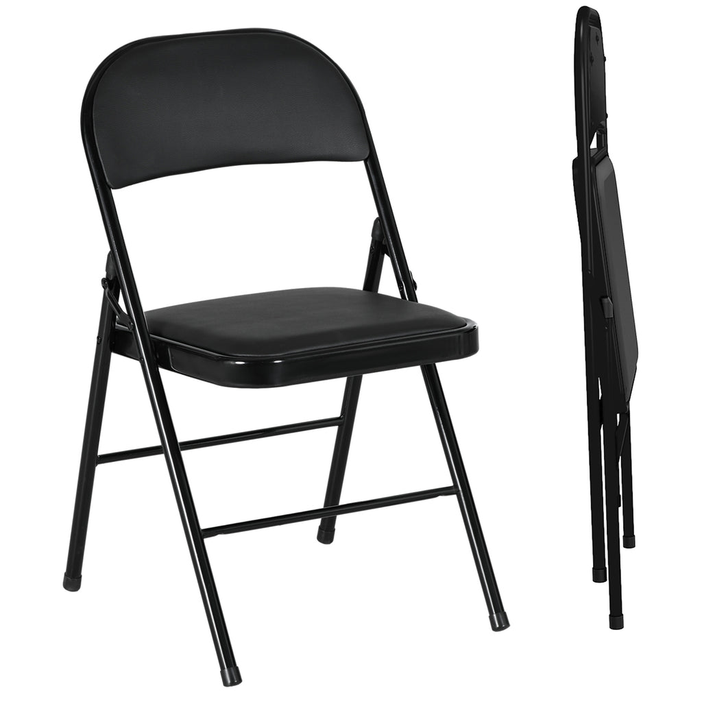 Lot de 2 chaises pliantes chaises de salle à manger portables cadre en acier dim. 45l x 46P x 78H cm noir-0