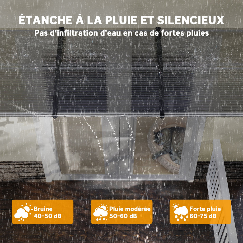 Auvent de porte toit marquise en polycarbonate auvent de porte d'entrée bord en aluminium contre la pluie et UV-4