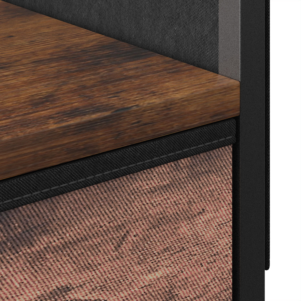 Table d'Appoint, Bout de Canapé, 2 Tiroirs et Sac de Rangement, Station de Charge, 40x30x60cm, Brun Rustique et Noir-6