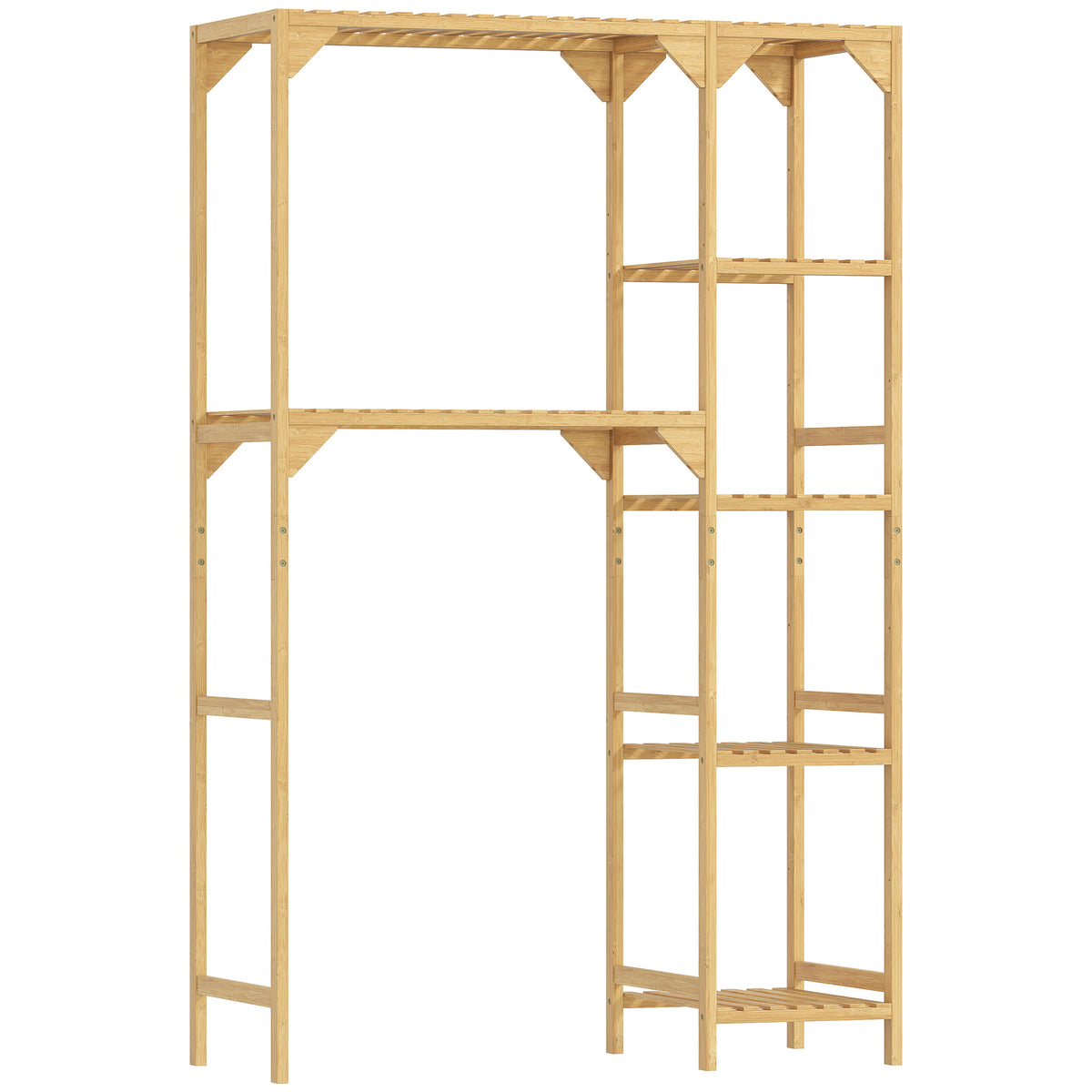 Étagère au-dessus de Machine à Laver en Bambou, Meuble de Salle de Bain Moderne avec Étagères Réversibles, Bois Naturel-0