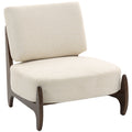 Fauteuil salon en chenille, fauteuil chambre confortable, coussin épais, assise rembourrée, 72 x 73,5 x 81 cm, crème-0