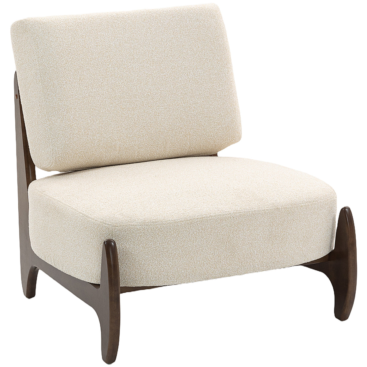 Fauteuil salon en chenille, fauteuil chambre confortable, coussin épais, assise rembourrée, 72 x 73,5 x 81 cm, crème-0
