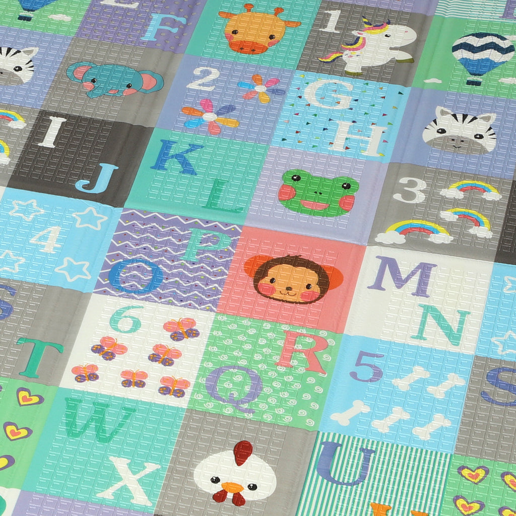 Tapis de jeu pour bébé pliable et réversible, tapis de sol en mousse épais, 180 x 150 x 1 cm, multicolore-8