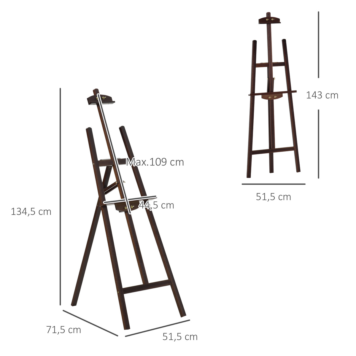 Chevalet d'artiste sur pieds dim. 51,5L x 71,5l x 134,5H cm inclinaison réglable 90° max. bois de pin-2
