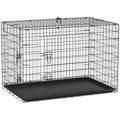 Cage caisse de transport pliante pour chien en acier 2 portes verrouillables 121 x 77 x 82 cm noir-0