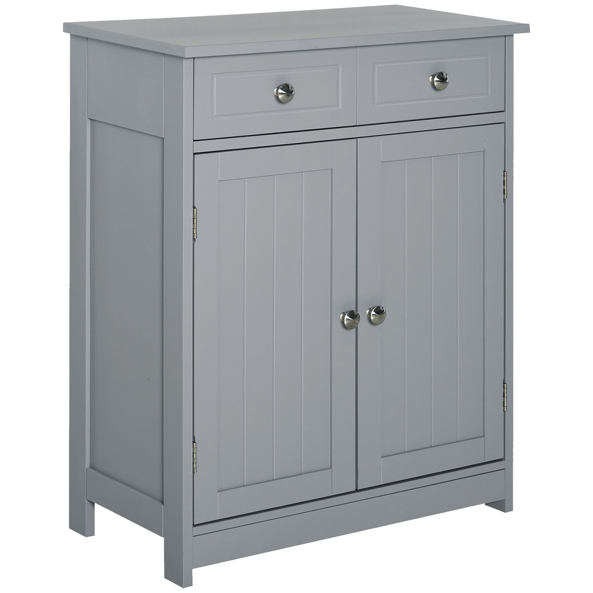 Meuble de salle de bain meuble de rangement 2 tiroirs placard double porte et étagère réglable 60 x 30 x 75 cm gris-0
