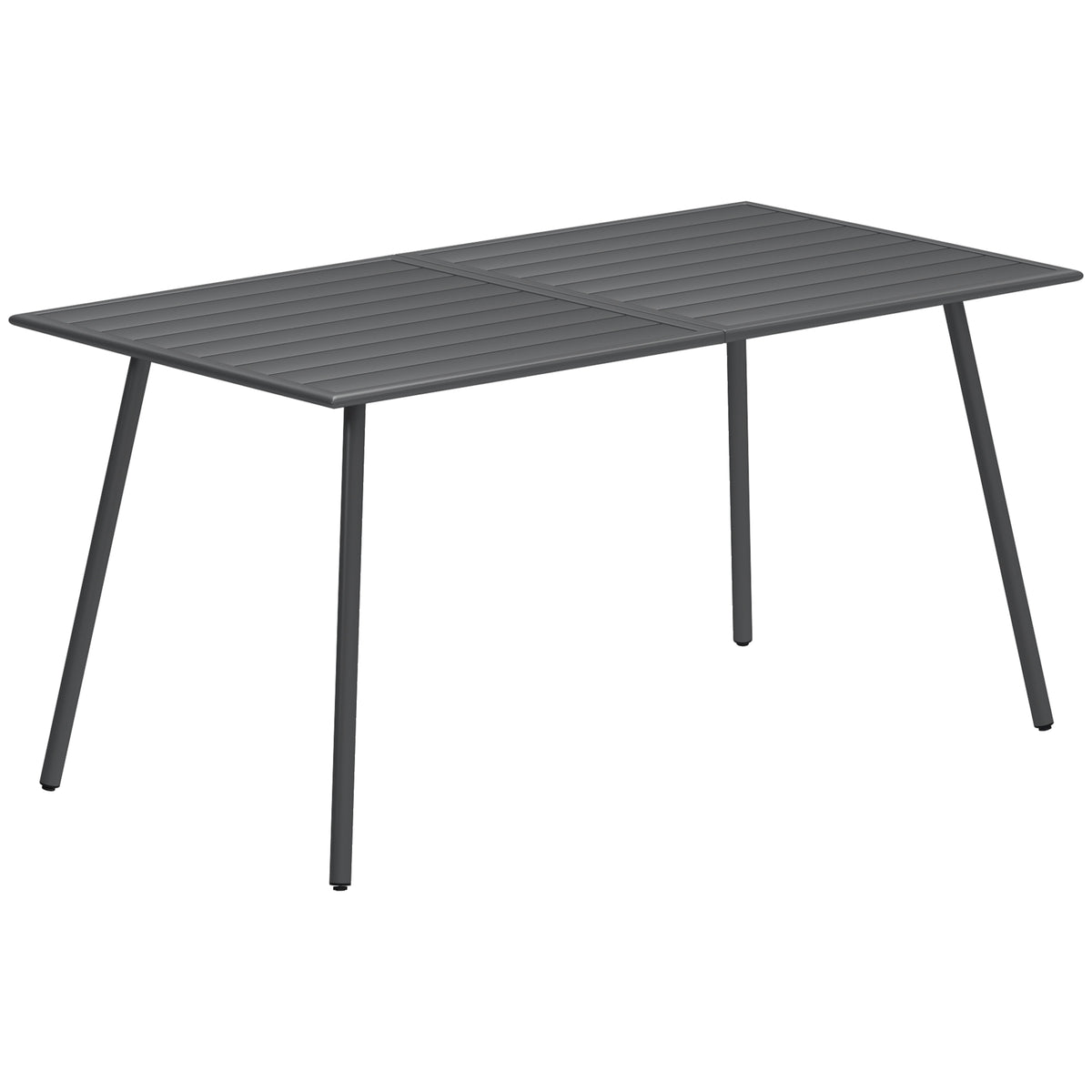 Table à manger de jardin pour 6 personnes avec plateau à lattes pour jardin, patio, terrasse, 150 x 80 x 74 cm, gris-0