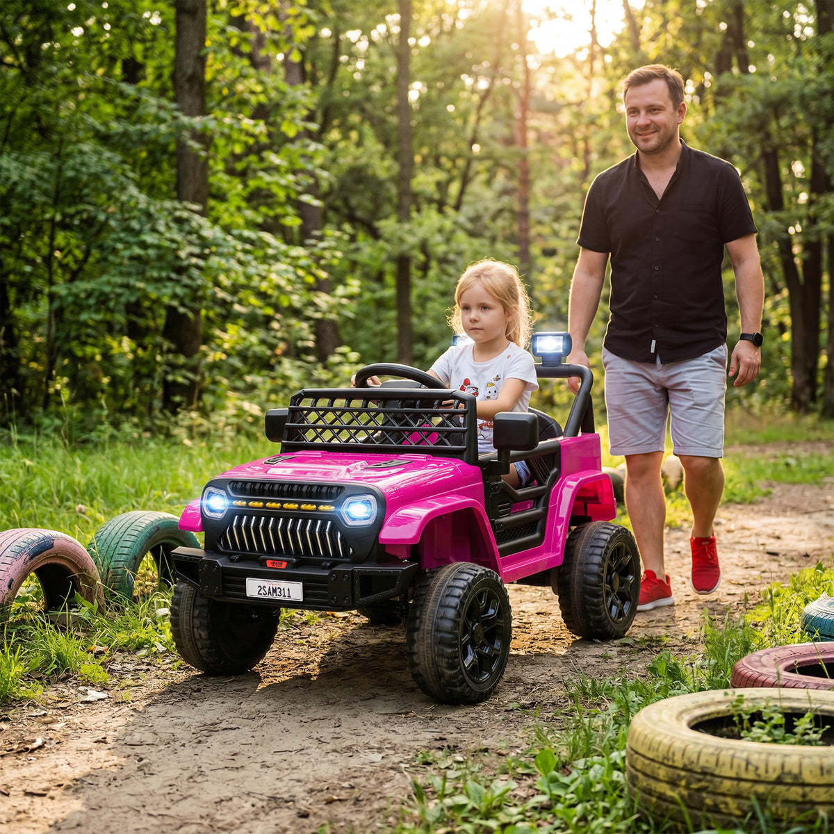 Voiture électrique enfant 4x4 télécommande 2,4Ghz, 2 moteurs 12 V, vitesse réglable, musique, klaxon, lumières LED, noir-9