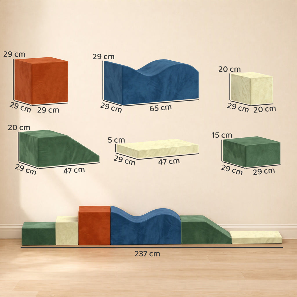 Parcours Motricité Bébé 6PCS, Module Motricité Bébé en Mousse, Housse en Velours, Base Antidérapante, Multicolore-2