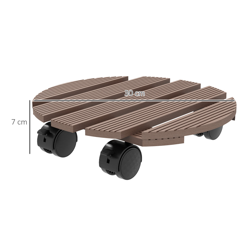 Lot de 4 supports ronds Ø30 cm pour plantes - porte plante à roulettes, intérieur et extérieur-2