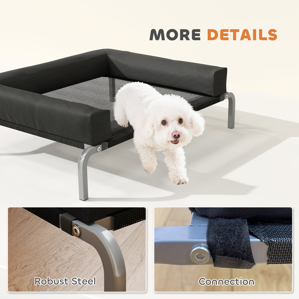 Lit surélevé pour chien rafraichissant, lit de camp pour chiens intérieur extérieur portable, 90 x 65 x 30 cm, noir-7
