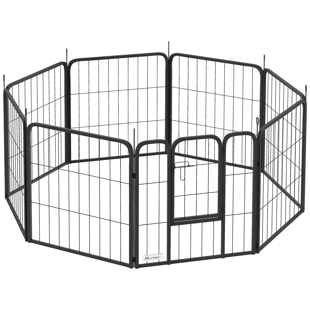 Parc pour chien enclos chien 8 panneaux modulable et pliable acier avec porte pour chiot intérieur extérieur 60 cm noir-0
