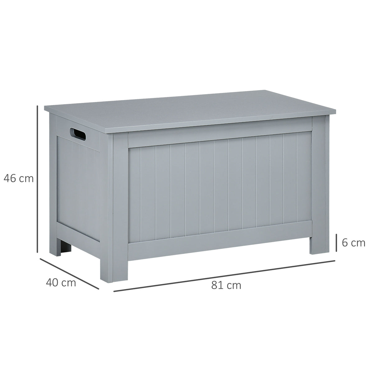 Coffre de rangement avec charnières de sécurité boîte de rangement en bois coffre à jouets couvercle rabattable gris-2