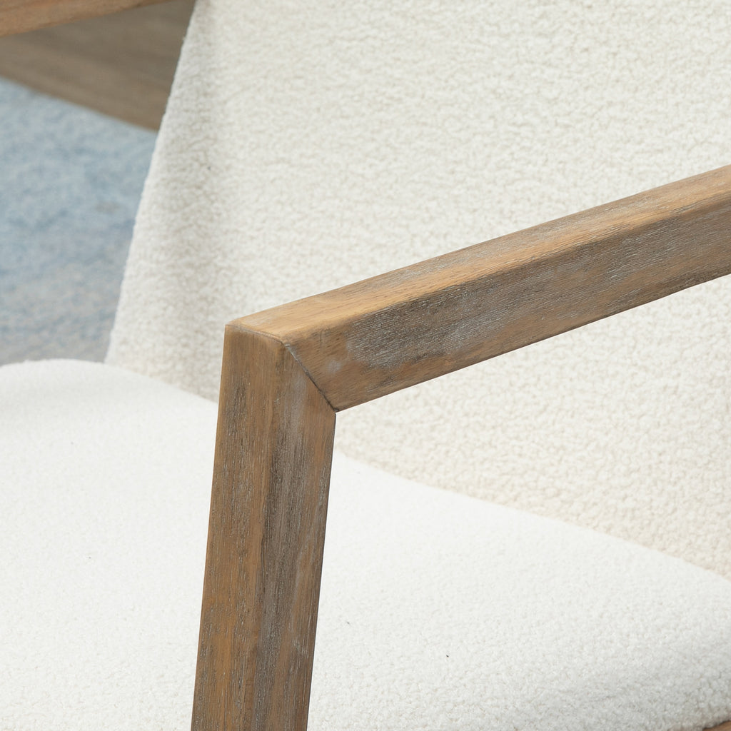 Fauteuil à bascule fauteuil allaitement rocking chair en tissu effet laine bouclée avec pieds en bois massif-8