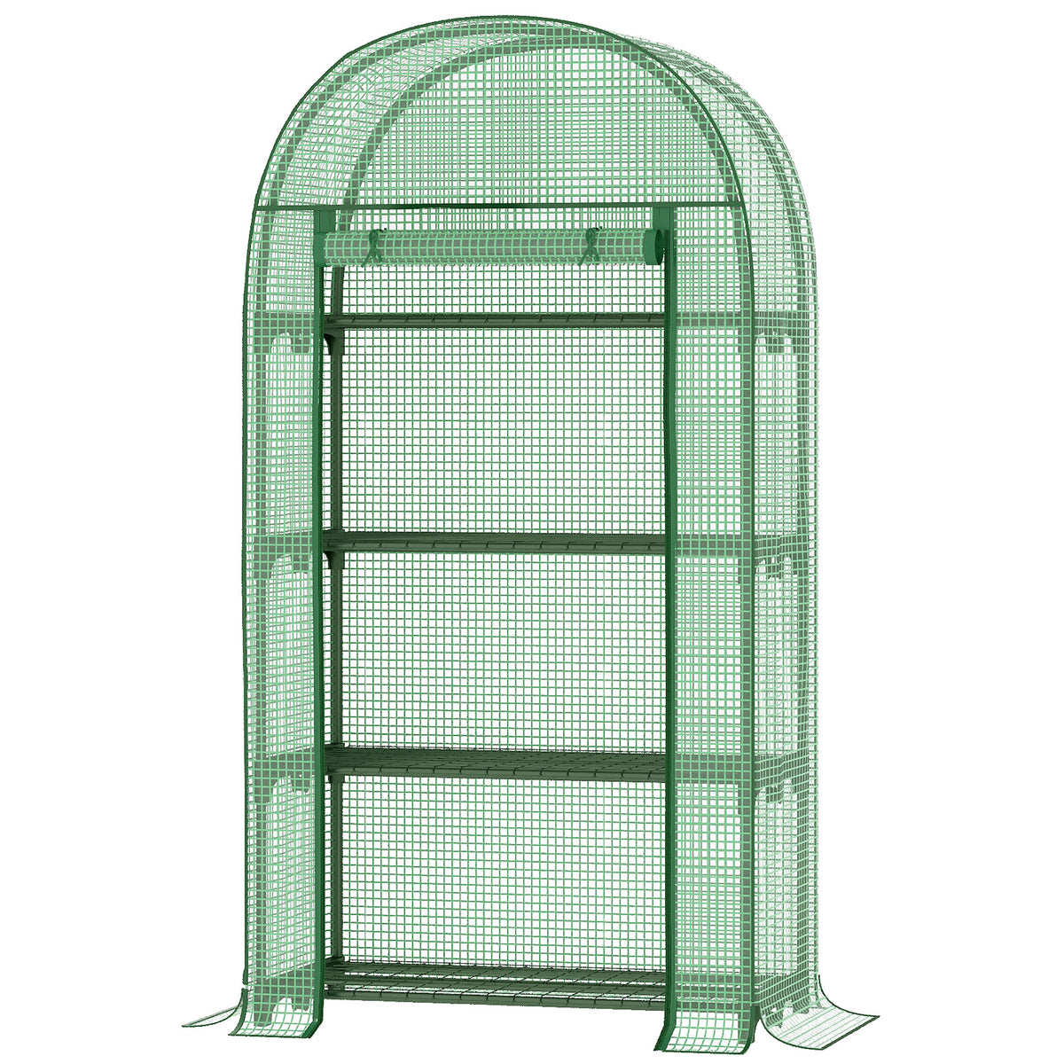 Serre de jardin serre de balcon résistante aux UV porte enroulable 4 étagères couverture en PE 80 x 49 x 160 cm vert-0