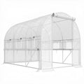 Serre de jardin tunnel serre tunnel 6 m² avec 6 fenêtres porte enroulable toile PE structure en acier galvanisé blanc-0