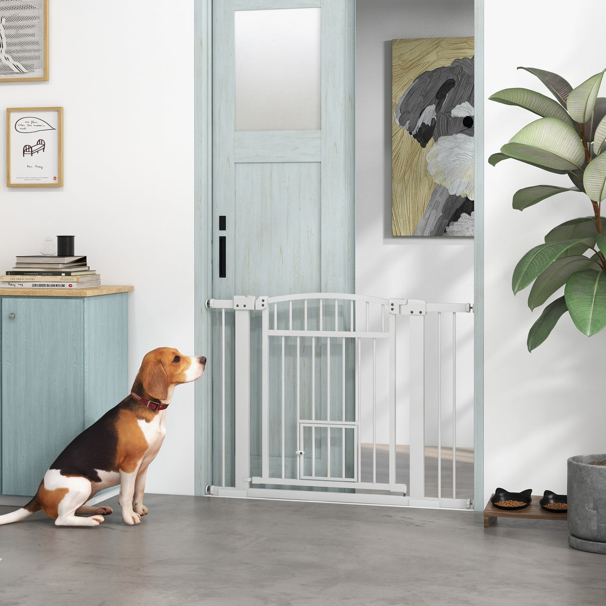 Barrière de sécurité chien système de double verrouillage montage par pression ou perçage largeur 76-104 cm blanc-9