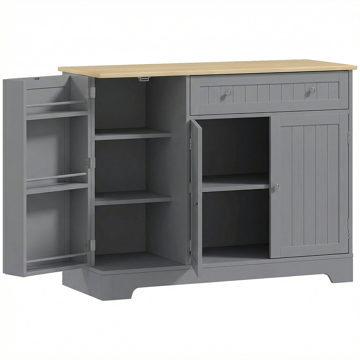 Buffet cuisine, meuble de rangement avec 3 portes, tiroir, étagères de porte et étagère réglable, 105x40x83cm, gris-0