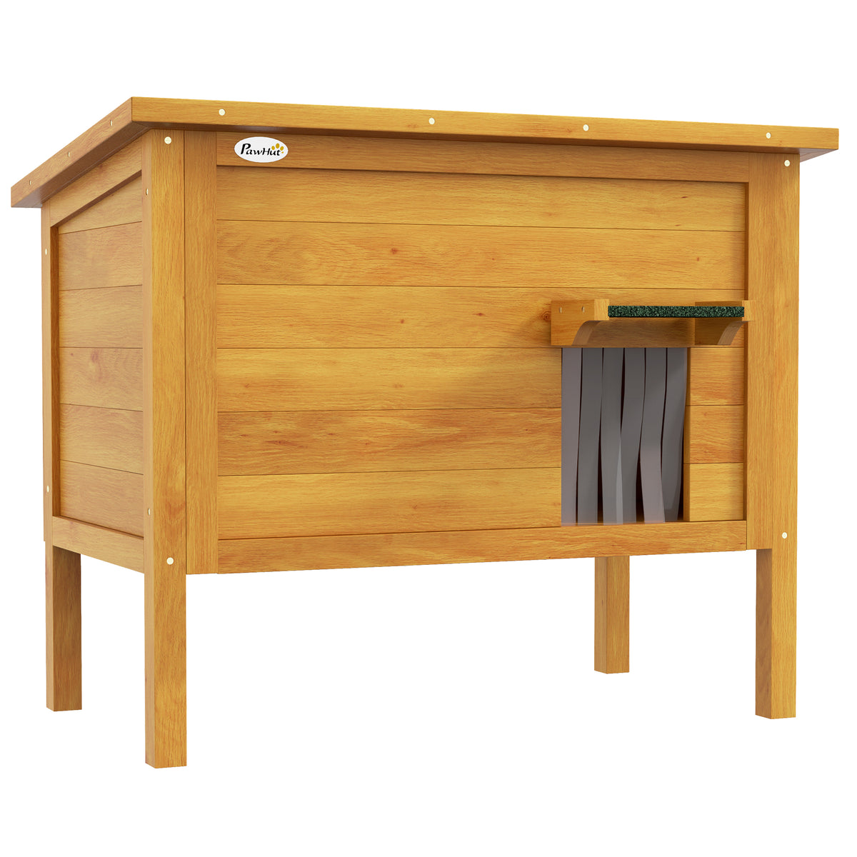 Maison pour chats niche d'extérieur en bois surrélevée avec toit ouvrable isolée  85 x 50 x 68,5 cm naturel vert-0