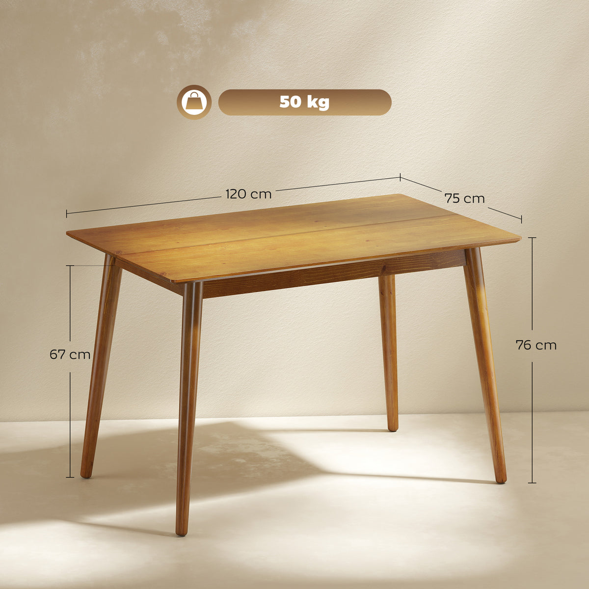 Table de salle à manger design grand plateau 4-6 personnes en bois dim. 120L x 75l x 76H cm-2