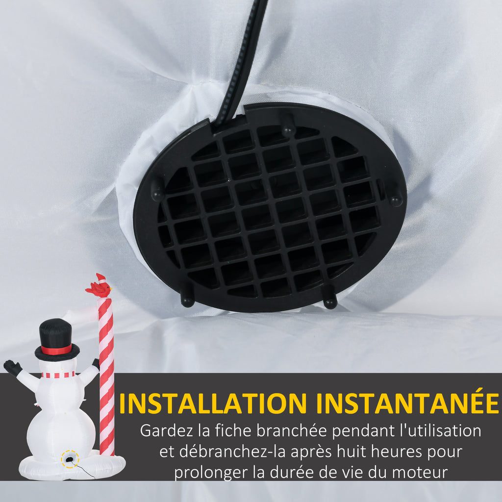 Bonhomme de neige gonflable avec pancarte 3 LED polyester imperméable hauteur 213 cm blanc-5