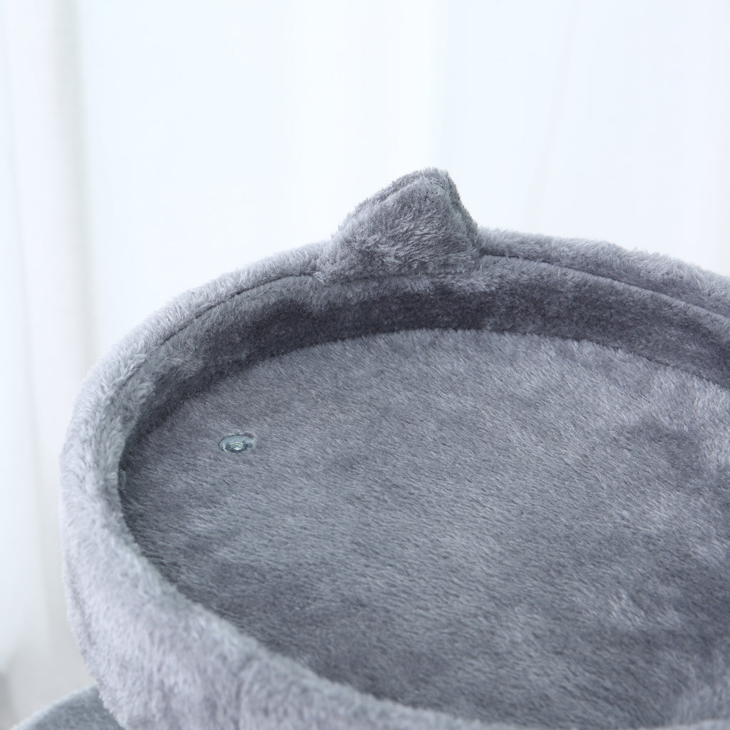 Arbre à chats multi-équipements griffoirs grattoirs plateformes niche jeu boule suspendue Ø 48 x 104H cm gris-8