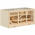 Cage à hamster cage gerbilles 2 niveaux toit ouvrable fenêtres cabane 2 échelle, 115 x 57 x 55 cm, effet bois naturel-0