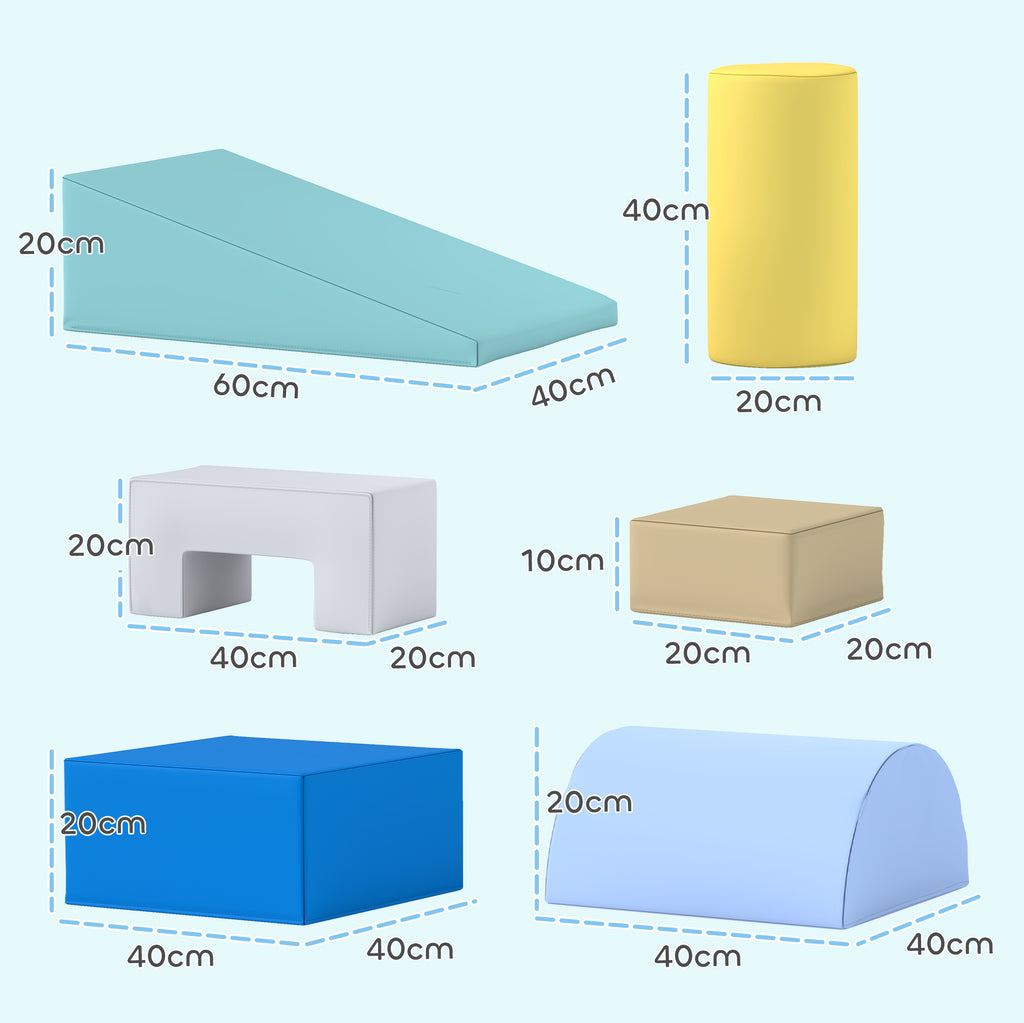 6 blocs de construction en mousse XXL - jeux éducatif - module motricité - certifiés normes EN71-1-2-3 - mousse PU 20D-2