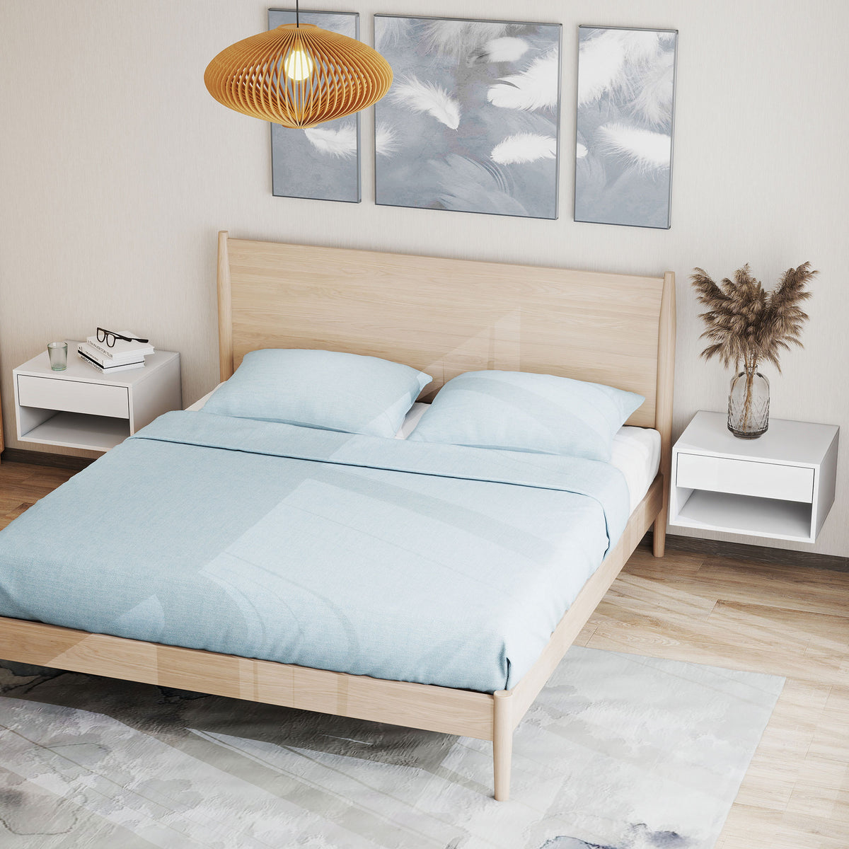 Lot de 2 tables de chevet murales, tables de nuit, tiroir, compartiment ouvert, plateau, 37 x 32 x 21 cm, blanc-8