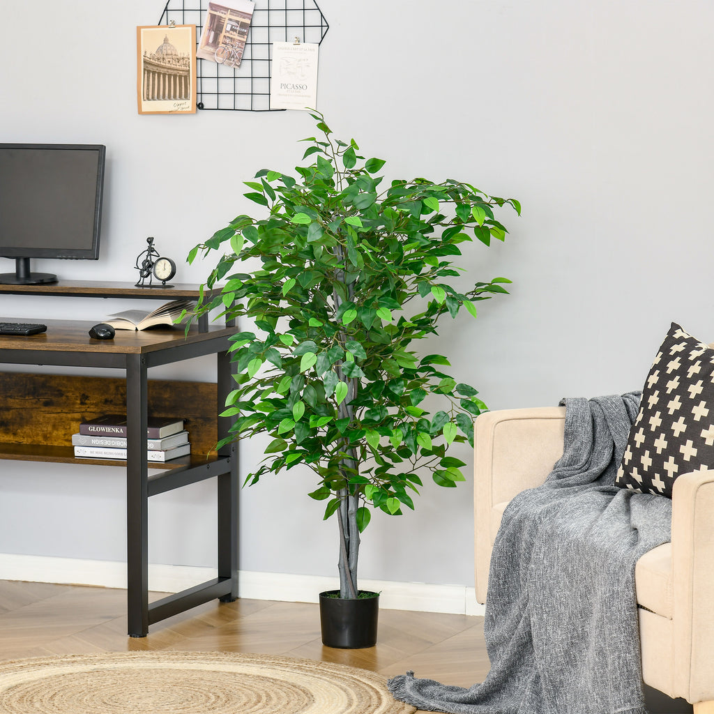 Arbre Artificiel Plante Artificielle ficus H.1,35 m Tronc Branches Liane Lichen Feuilles Grand réalisme Pot Inclus-6